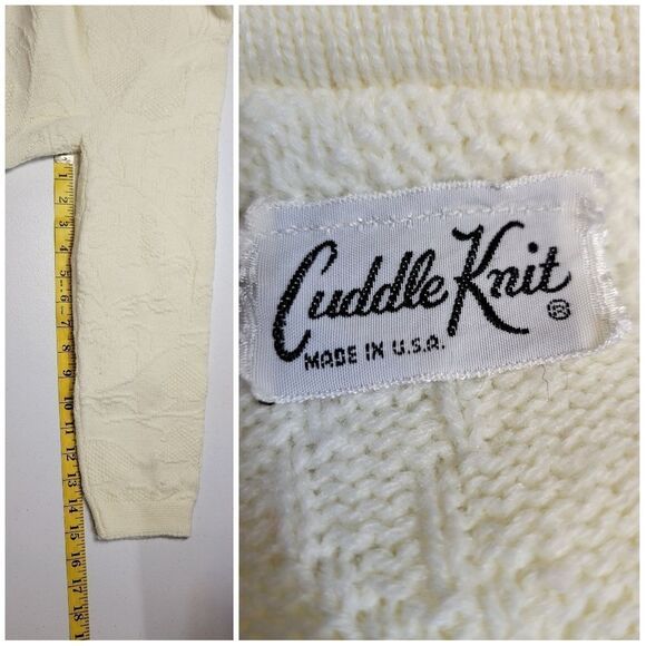 Cuddle Floral Knit Classic Cardigan Sweater Vintage 80s Cottagecore Granny - Picture 9 of 9